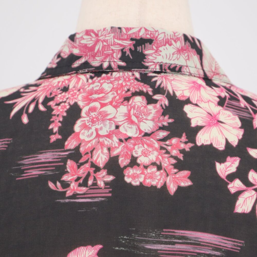 JOHNNY WAS House on the Hill Ruffle Sleeve Blouse Pink/Black Size L - Picture 8 of 13